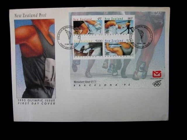 NEW ZEALAND FDC-1992 OLYMPICS MINIATURE SHEET SG MS 1674 - Image 1 of 1