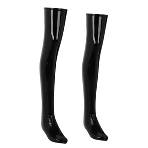 Men Wetlook Patent Leather Thigh High Footed Stockings Clubwear Costume Cosplay - Picture 1 of 12