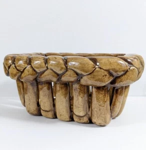 Vintage Berry Basket - Ceramic Kitchen Decor - brown ceramic basket shaped - Bild 1 von 10