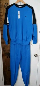 Vintage NEU/Etikett Dunlop Sweatshirt & Hose blau Farbblock Rundhalsausschnitt Jogginganzug 90er M - Bild 1 von 22