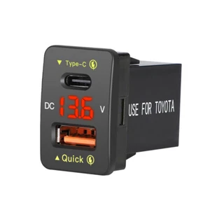 New 12V USB Car Charger QC3.0 Type C PD Phone Fast Charging Voltmeter For Toyota - Picture 1 of 14