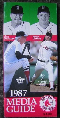 1987 Boston Red Sox Media Guide - Mgr. John McNamara & Roger Clemens Cover - Image 1 of 4