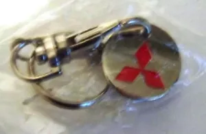 COLLECTIBLE KEYCHAIN - SILVER METAL MITSUBISHI LOGO CAR AUTO KEY RING - NEW - Picture 1 of 1