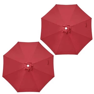 9FT Umbrella Replacement Canopy Market Umbrellas Top Only Canopy Red 2 Pack - Picture 1 of 8