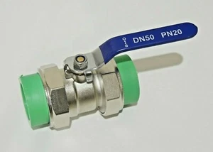 Double Socket Union Ball Valve - Brass Nickel Plated - 50 X 50 mm - PPR Fusion - Picture 1 of 3