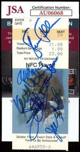 Jim McMahon Fuller Gault JSA Coa Autograph 1987 NFL Playoff Ticket Signed by 5 - Picture 1 of 1