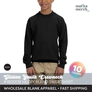 🔥Gildan Youth Sweatshirt, Heavy Blend 18000B, Kids Blank Crewneck Sweatshirt - Picture 1 of 14