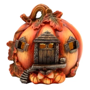 DEKORATIVER LED KÜRBIS | KÜRBISHAUS mit Licht Herbst-Deko Halloween Dekoration - Bild 1 von 4
