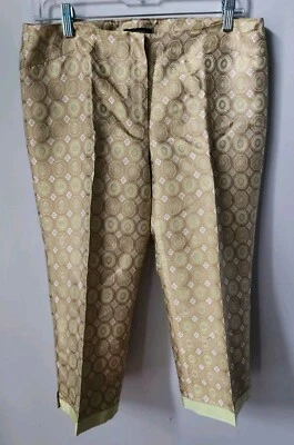 Новые с ярлыками брюки Magaschoni женские размер 4 шелковая смесь укороченные брюки золото средняя посадка 30x20 - Изображение 1 из 4