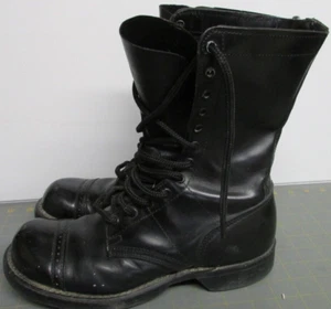 Vtg Corcoran 1500 Jump Boots Mens Sz 7 1/2 D Black Leather Cap Toe USA made 10" - Picture 1 of 9
