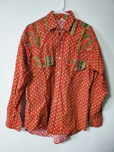 Pearl snap Button Down Western Shirt Cotton Longsleeve Shirt Vintage no tag - Picture 1 of 5