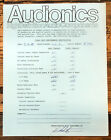 Audionics CC-2 Amplifier Spec / Test Sheet *Original*