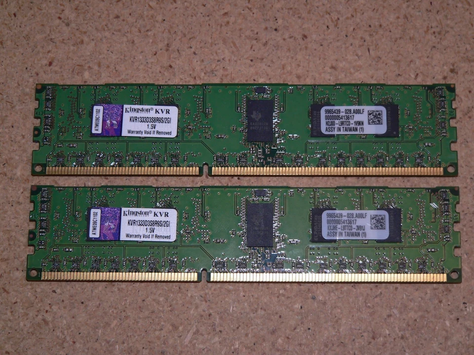 2 x Kingston KVR1333D3S8R9S/2GI 2GB (Total 4GB) PC3-10600R ECC Registered RAM - Image 1 of 1