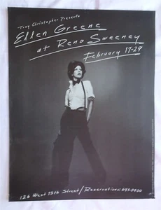 Póster de concierto de club nocturno original de Ellen Greene en Reno Sweeney, 1976 - Imagen 1 de 6