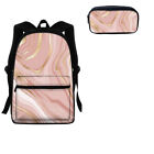 2 Pack Marbling Print School Backpack Teen Pencil Bag Casual Laptop Backpack