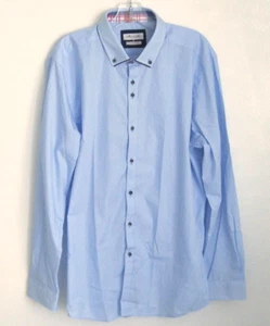 MARNELLI Mens Button Up Contemporary Fit Dress Shirt Blue White Striped XXL/2XL - Picture 1 of 10