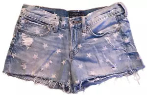 Lucky Brand Star Cut Off Distressed Ripped Denim Jean Shorts Women’s Size 24 - Picture 1 of 5