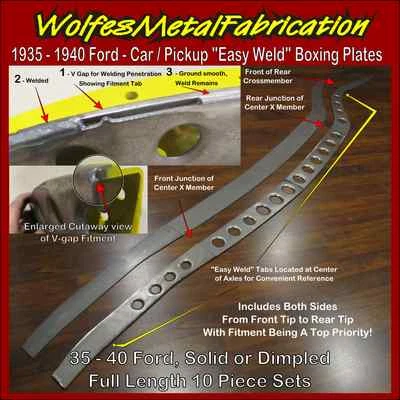 1935 - 1940 Ford "Easy Weld"™ DIMPLED Frame Boxing Plates 35 - 40 Belled Chassis - Image 1 of 4