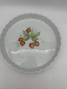 Porcelaine Avignon Frankreich Erdbeere Tarte Quiche Schale Helen McKenzie 10" - Bild 1 von 15