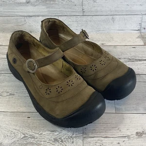 Keen Mary Jane Zapatos Mujer 11 Marrón Cuero Floral Recorte Confort Correa Caminar - Imagen 1 de 17