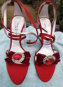 KAREN MILLEN beautiful red jewel sandals Size 39 (UK 6) - NEW Boxed - cost £150 - Picture 1 of 11