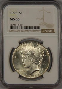 1925 Peace Silber Dollar NGC MS66 1 $ - Bild 1 von 3