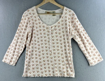 Rubor Recortado Vintage Route 66 K Mart Jrs XL Floral Botón a Presión Henley Y2K Foto 1 de 4