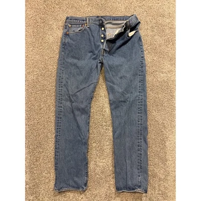 Jeans Levis 501 para Hombres 36X34 Azul Calce Original Botón Mosca Jeans Denim Lavado Medio Foto 1 de 4