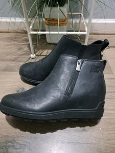 Nuevo SOREL Evie II Botines de Cuero Negro con Cremallera Lateral Talla 10 - Imagen 1 de 7