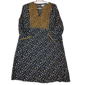 J. Jill Women's Embroidered Floral Print Tunic Dress Long Sleeve Boho Size L - Picture 1 of 11