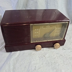1952 General Electric Model 416 GE 5 Tube Radio Vintage Red Burgundy Restorative - Picture 1 of 18