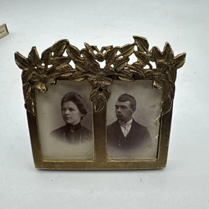 Antique Victorian Brass Ornate Miniature Photo Frame with Stand - Picture 1 of 8