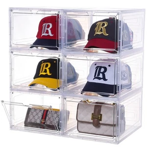 Hat Organizer for Baseball Caps,set of 6, Transparent Hat Storage Box, Hat Ho... - Picture 1 of 6