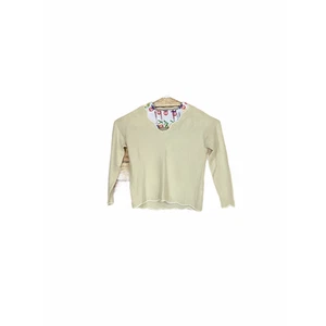 Girl’s Kid’s Youth Beige Scalloped Long Sleeve Sweater - Picture 1 of 3