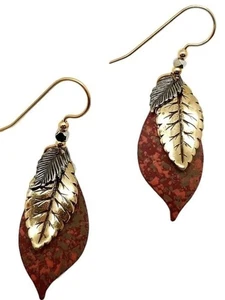 SILBER WALD OHRRINGE - NE-0678 18K AUF CHIRURGENSTAHL NEU AUF HÄNGEKARTE USA - Bild 1 von 2