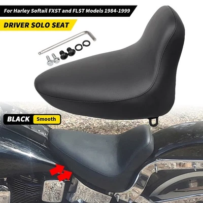 Black Driver Rider Solo Seat For Harley Heritage Softail FLSTC Custom FXSTC FXST - Image 1 of 4
