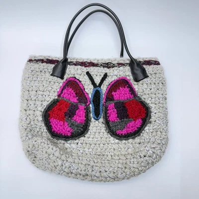 Crochet Butterfly Bag Purse Knit Unique Shoulder Hobo Tote Cute Winter Luxury - Image 1 of 4