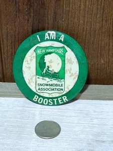 Vintage Pinback Buttons New Hampshire Snowmobile Association Booster grün - Bild 1 von 3