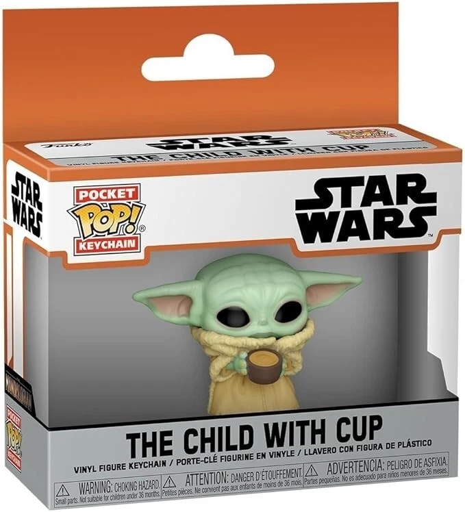 Chaveiro Funko Pocket Pop Star Wars Mandalorian Grogu com copo - Imagem 1 de 1