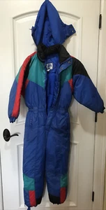 SCHNEEANZUG BLAU KINDER GRÖSSE 12 ABNEHMBARE KAPUZE 6 REISSVERSCHLÜSSE WASSERABWEISEND TOP ZUSTAND - Bild 1 von 12