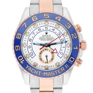 Rolex Yacht-Master II 18k Rose Gold/Steel White Dial Mens 44mm Watch 116681 - Picture 1 of 8