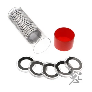 1/4oz Gold Eagle Coin Holder, Red Capsule Tube & 20 Air-Tite 22mm Black Rings - Picture 1 of 4