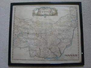 ORIGINAL ANTIQUE MAP "SUFFOLK", by ROBERT MORDEN 1695 SUPERB FRAMED AND GLAZED - Picture 1 of 16