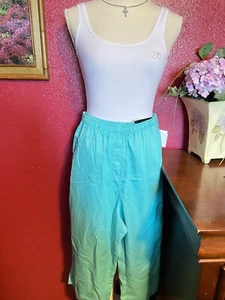 Kim Rogers Capri Pants Size 10 Green Comfort Elastic Waist Pockets Lightweight - Picture 1 of 3