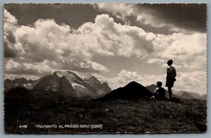 Postcard RPPC c1940s Passo Giau Italy Tramonto Sunset At Passo Giau Dolomites - Picture 1 of 2