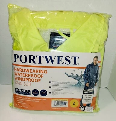 TRAJE DE LLUVIA A PRUEBA DE VIENTO IMPERMEABLE RESISTENTE AL AGUA PORTWEST TALLA GRANDE Foto 1 de 2