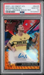 2021 Giovanni Reyna Topps Finest Orange Wave Refractor Autographed 17/25 PSA 10 - Bild 1 von 3