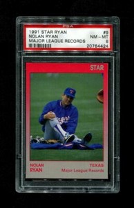 1991 NOLAN RYAN STAR #9 MAJOR LEAGUE RECORDS PSA 8
