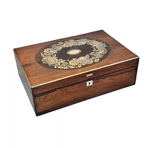 Attractive Victorian inlaid rosewood jewellery box. - Picture 1 of 12