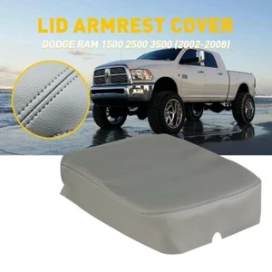 Gray Leather Center Console Lid Armrest Cover Fit Fit Dodge Ram 2002-2008 - Foto 1 di 12
